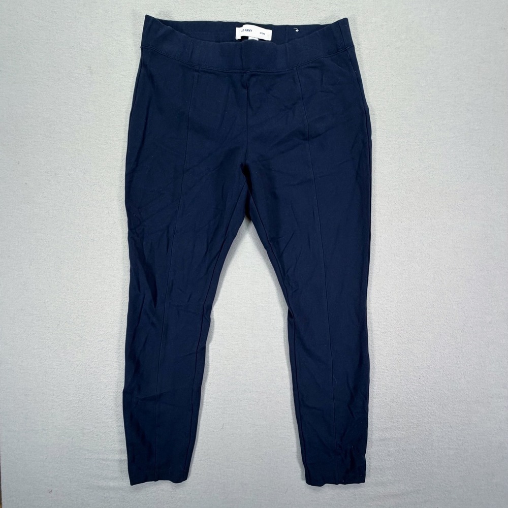 Old Navy Stevie Pants Womens L Navy Blue‎ Pintuck Skinny Ponte Knit